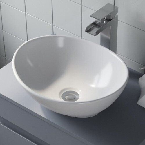 Roubaix Countertop Basin with High Rise Basin Mixer Tap Bundle - White 2