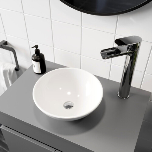 Morlaix Countertop Basin with High Rise Basin Mixer Tap Bundle - White 2