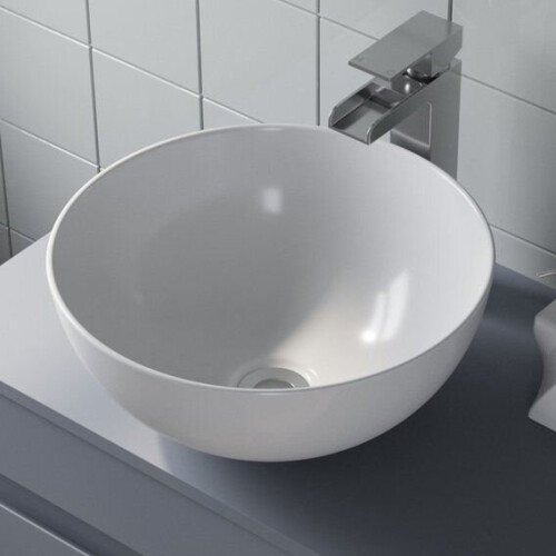 Cambrai Countertop Basin with High Rise Basin Mixer Tap Bundle - White 2