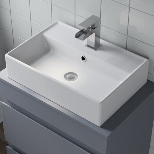 Vannes Countertop Basin with Basin Mixer Tap Bundle - White 2