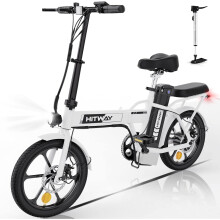 (White) HITWAY Electric Bike,16" Ebikes, up 70KM Fold Bike