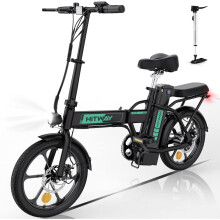 (Black) HITWAY Electric Bike,16" Ebikes, up 70KM Fold Bike