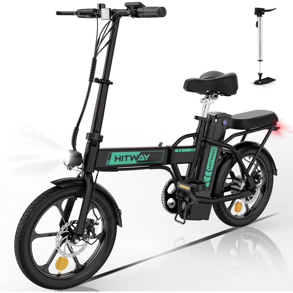 (HITWAY Electric Bike E Bike Foldable City Bikes 8.4Ah Battery, 250W Motor, Assist Range Up to 35-70Km) HITWAY Electric Bike,16" Ebikes, up 70KM Fold