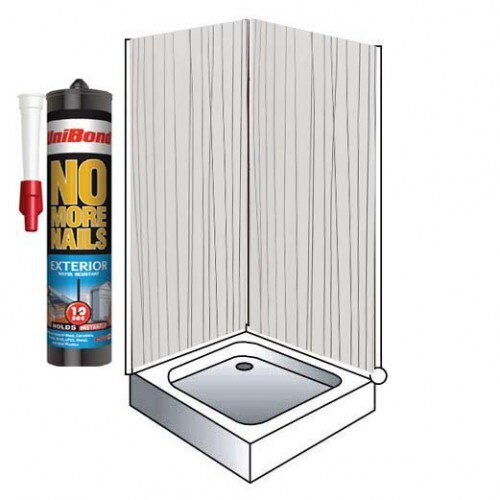 Shower Wall Panel Kit to cover 2 x 2000 walls 5mm White String 2