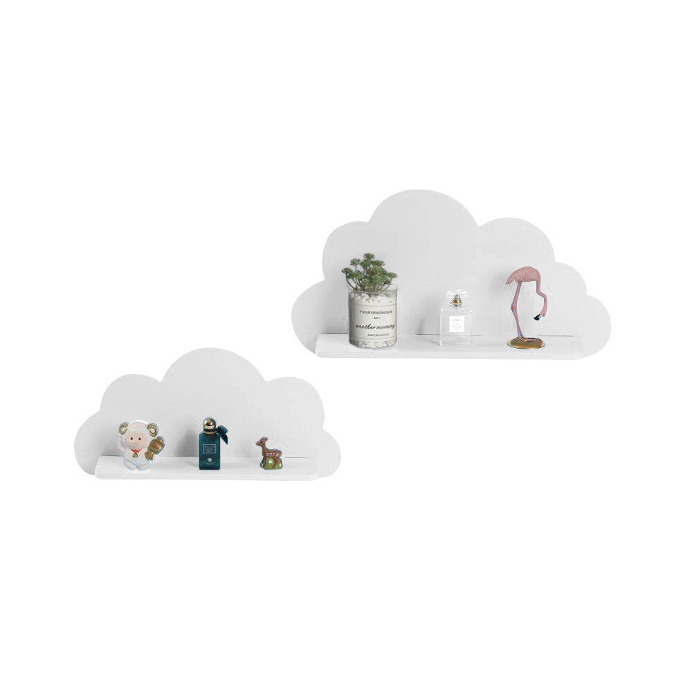 (White) Floating Wall Shelves Display Cloud shaped Shelf Home Office Set Of 2