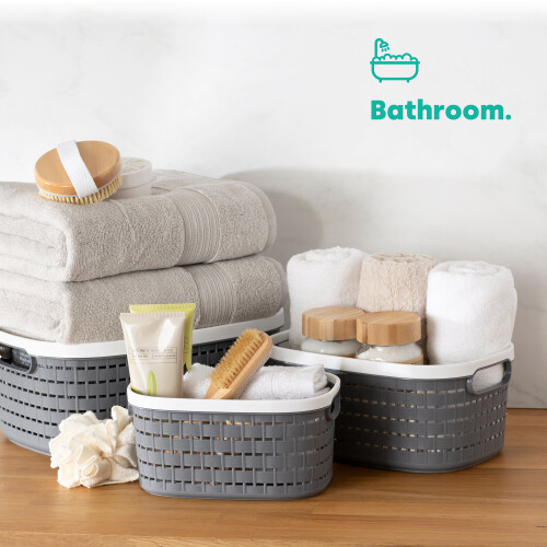 LIVIVO (5L) LIVIVO 1Pc Plastic Storage Basket - Grey 2