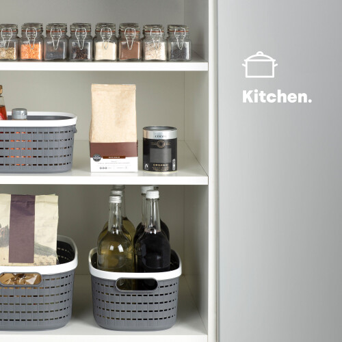 LIVIVO (5L) LIVIVO 1Pc Plastic Storage Basket - Grey 1