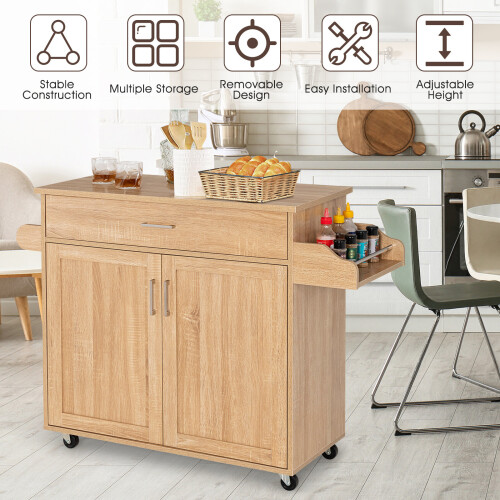Costway Kitchen Island Cart Rolling Storage Trolley Cart w/ Lockable Casters 2