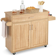 Kitchen Island Cart Rolling Storage Trolley Cart w/ Lockable Casters