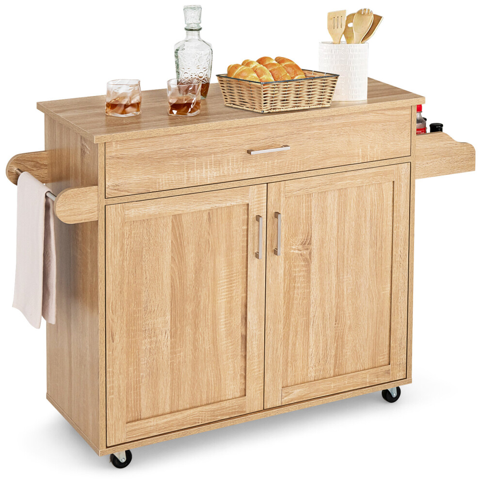 Kitchen Island Cart Rolling Storage Trolley Cart w/ Lockable Casters
