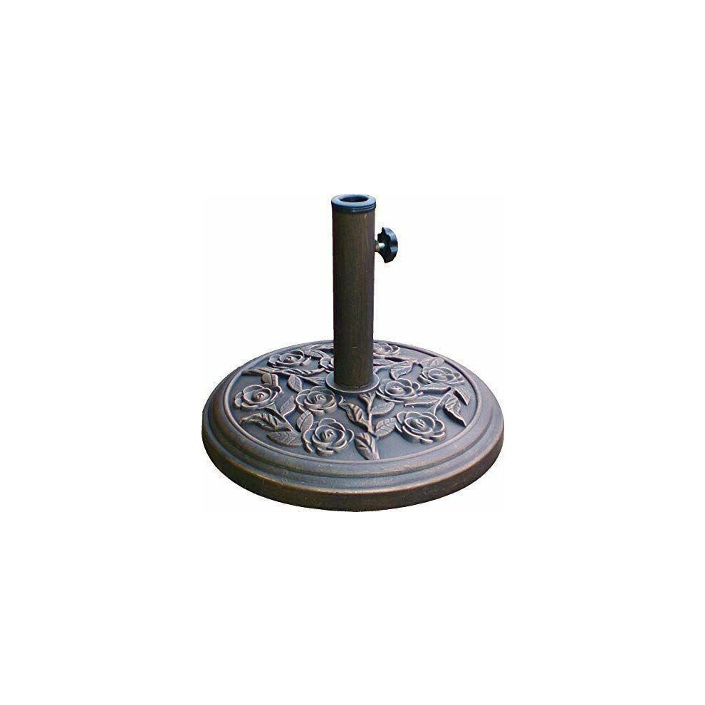 9kg Cast Iron Effect Parasol Base with Floral Pattern Heavy Duty Metal Stand For Garden