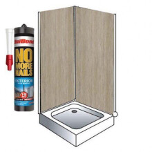 Travertine Gloss Shower Wall Panels Kit 1000MM x 2.4m X 10mm 2 Sided