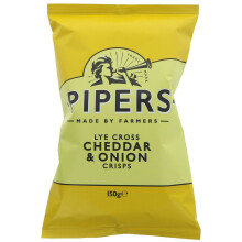 Pipers Crisps Lye Cross Cheddar & Onion -150g ( pack of 15 )