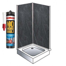 Shower Wall Panel Kit to cover 2 x 1000 walls 5mm Slate Grey 250MM
