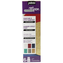 Pebeo Fantasy Moon 6 X 20ml Paint Set Hammer Effect Pearlescent Artist Craft
