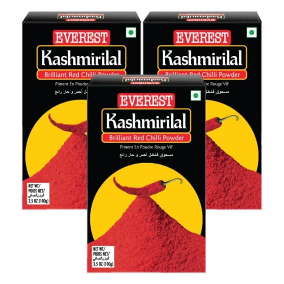 Everest (Pack Of 3, Kashmirlal Chilly Powder 100G) Seasoning Masala Powder - Mixture Of Spice