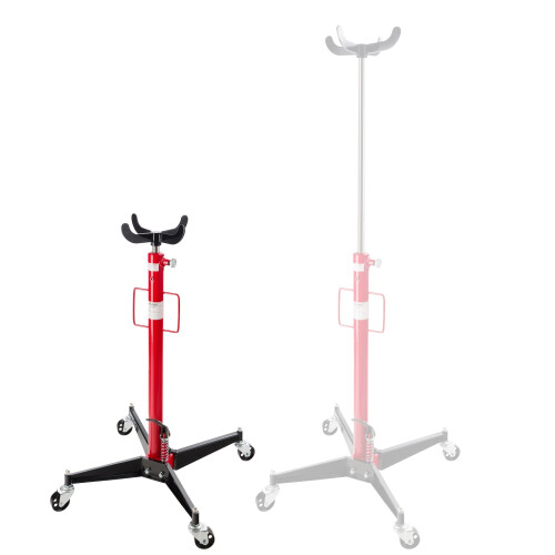 AREBOS Vertical 0.5T Hydraulic Gear Transmission Swivel Jack Lift Car Hoist | 500kg | height 105-185 cm | 4 swivel castors | foot pedal |red/black