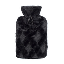 (Black, Standard) LIVIVO Hot Water Bottle with Soft Faux Fur Cover