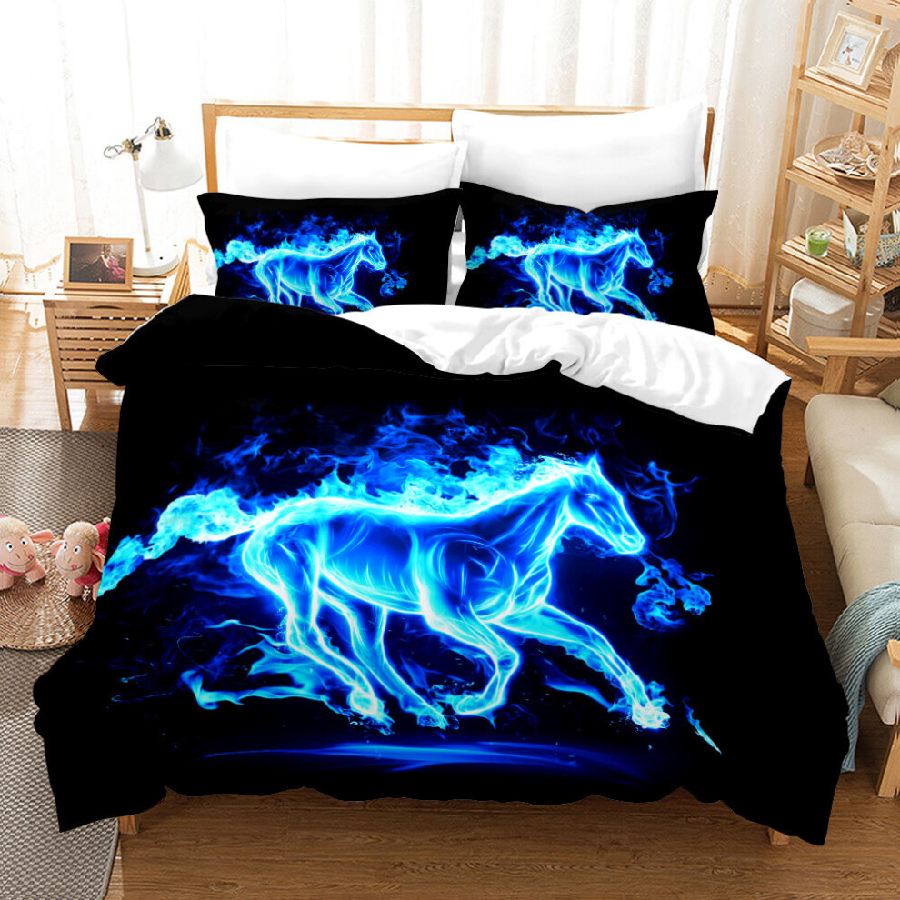 (Style 13, Single) Horse 3D Printed Bed Duvet Set Quilt Pillow Cover