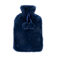 (Navy) LIVIVO 2L Soft Fluffy Hot Water Bottle with Cover
