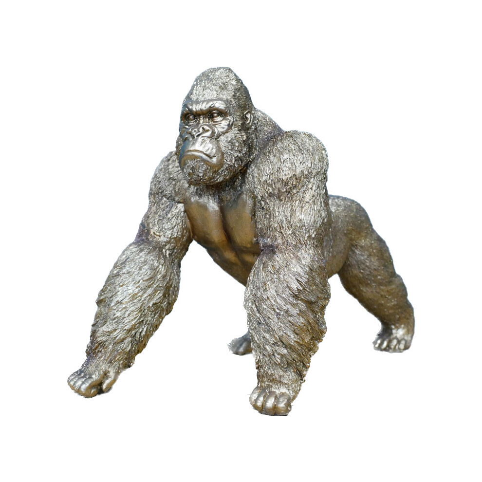Venture Vehicles Resin Textured Silverback Mountain Gorilla Ornament | Gold