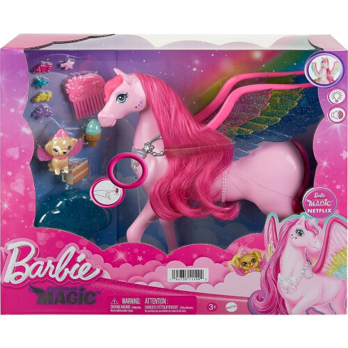 Barbie Pink Barbie Pegasus with 10 Accessories Including Puppy  Winged Horse Toys  Barbie A Touch of Magic 2