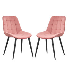 (Pink, 2) Velvet Dining Chair Lounge Chair with Metal Black Legs R1 Next Day UK Delivery