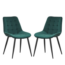 (Green, 2) Velvet Dining Chair Lounge Chair with Metal Black Legs R1 Next Day UK Delivery
