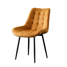 (Yellow, 1) Velvet Dining Chair Lounge Chair with Metal Black Legs R1 Next Day UK Delivery