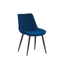 (Navy Blue, 1) Velvet Dining Chair Lounge Chair with Metal Black Legs R1 Next Day UK Delivery