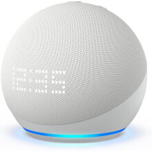 Echo Dot with Clock (5th Gen, 2022) Glacier White - Best-Sounding Dot Yet, LED Display, Alexa & Smart Home