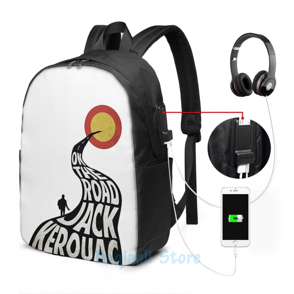 Funny Graphic print On the Road USB Charge Backpack Men School Bags Women Bag Travel Laptop bag-image-OPC-PC72VWF-NEW