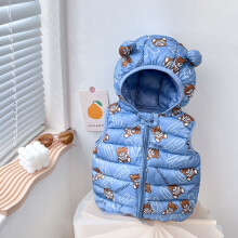 (Blue Bear, 6 Months-1 Year) Baby Kids Boys Girls Gilet Padded Vest Light Coats
