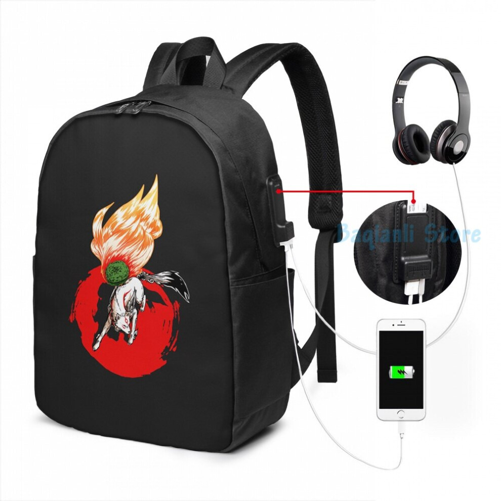 Funny Graphic print Okami(3) USB Charge Backpack men School bags Women bag Travel laptop bag-image-OPC-PC72Y8X-NEW