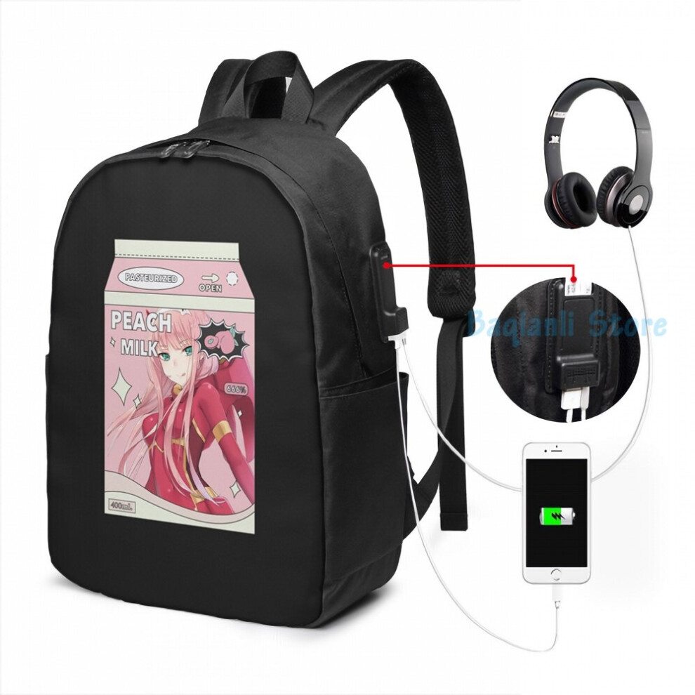 Funny Graphic print Peach Milk Zero Two Girl Anime USB Charge Backpack men School bags Women bag Travel laptop bag-image-OPC-PC72Y9T-NEW