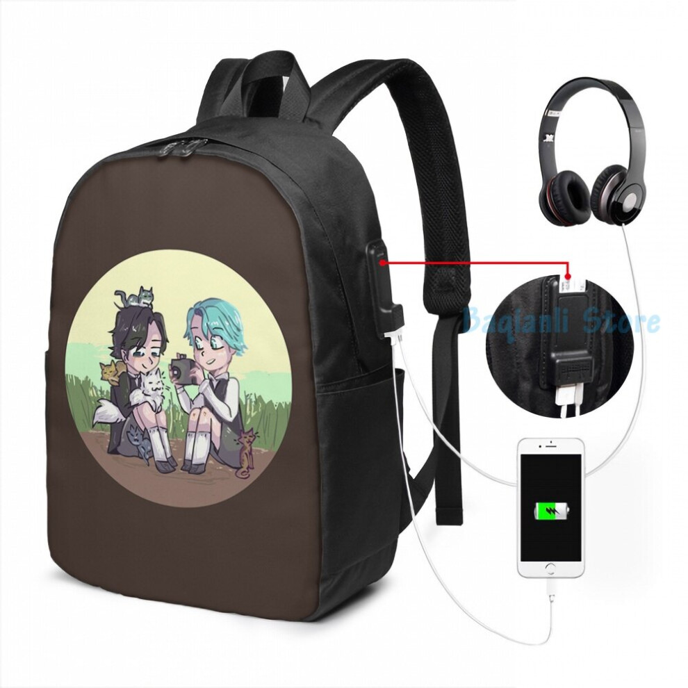 Funny Graphic print Jumin and V Childhood USB Charge Backpack men School bags Women bag Travel laptop bag-image-OPC-PC7525Z-NEW