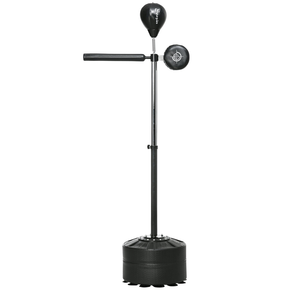 Sportnow Adjustable Speed Bag, Boxing Bag With Stand, Reflex Bar, Black