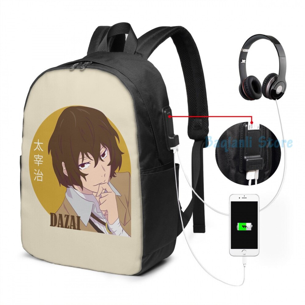 Funny Graphic print Osamu Dazai Bungo Stray Dogs USB Charge Backpack men School bags Women bag Travel laptop bag-image-OPC-PC72ZZV-NEW