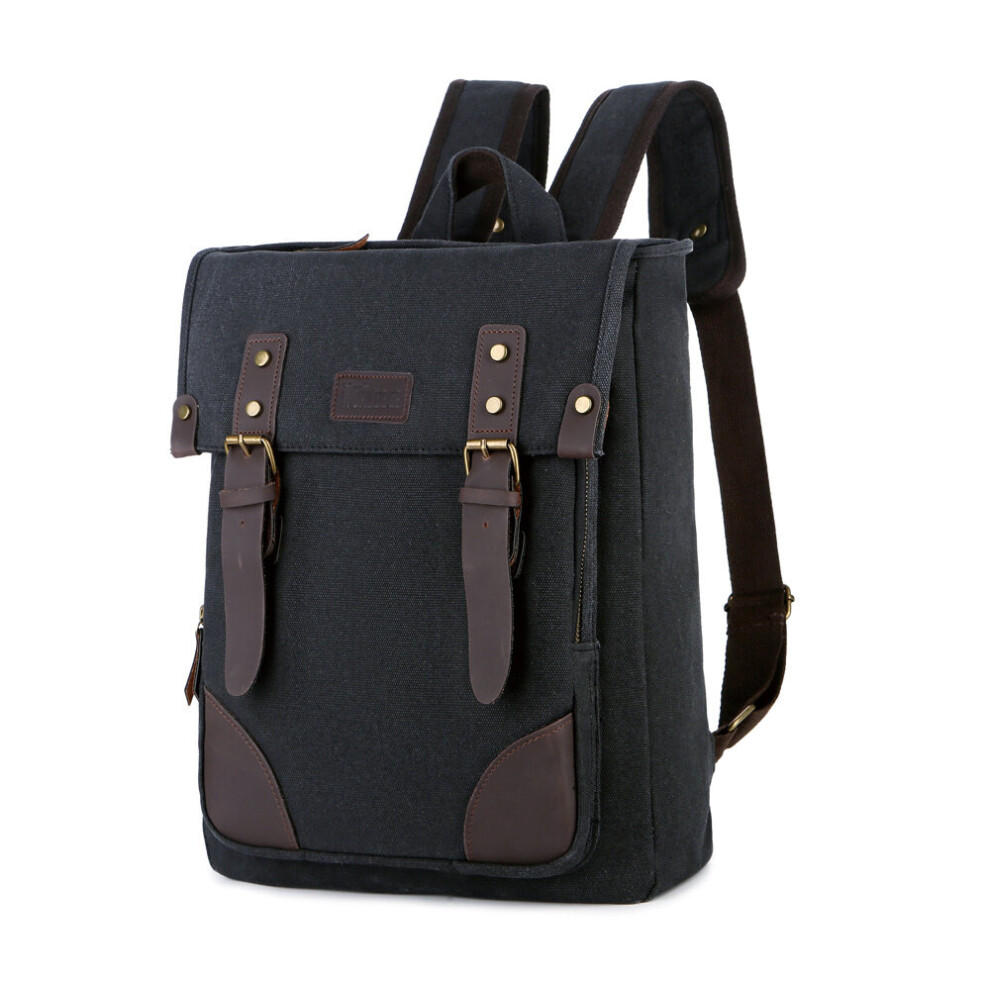 Men Business Canvas Laptop Bag 15.6 Inch Computer Male Backbags College Students Weekend Travel Backpack Black 885663632016