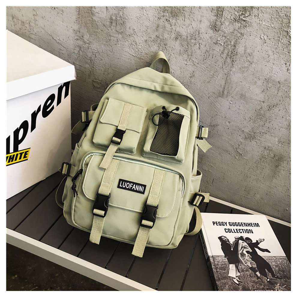 (Green Beige-Only Bag) Women Boy Nylon Backpack Travel Mesh Female Student College School Bag Men Girl Laptop Rucksack Male Book Bags Lady-image-OPC-PC75895-NEW