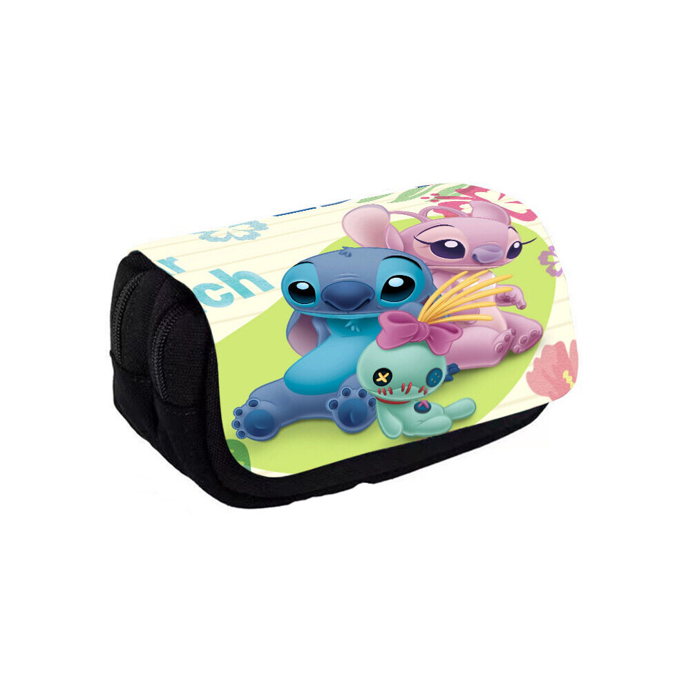 (03) Lilo Stitch Angel Pencil Case 2035l Capacity Genderneutral Style Breathable