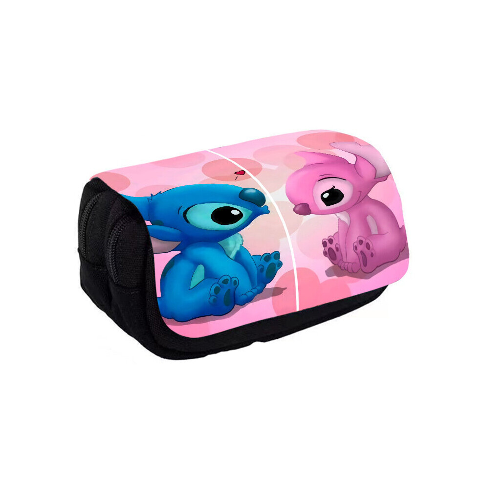 (01) Lilo Stitch Angel Pencil Case 2035l Capacity Genderneutral Style Breathable