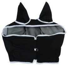 (  Black, M) 2023 New Half or full face Padded Mesh Fly Mask Hood with Ears Horse