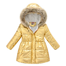 (Gold, 5-6 Years) Girls Kids Parka Winter Fur Coats Hooded Jacket UK