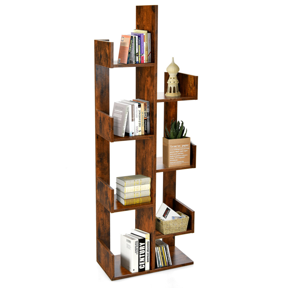 8 Tier Bookshelf Floor Standing Bookcase Shelving Organizer for Home