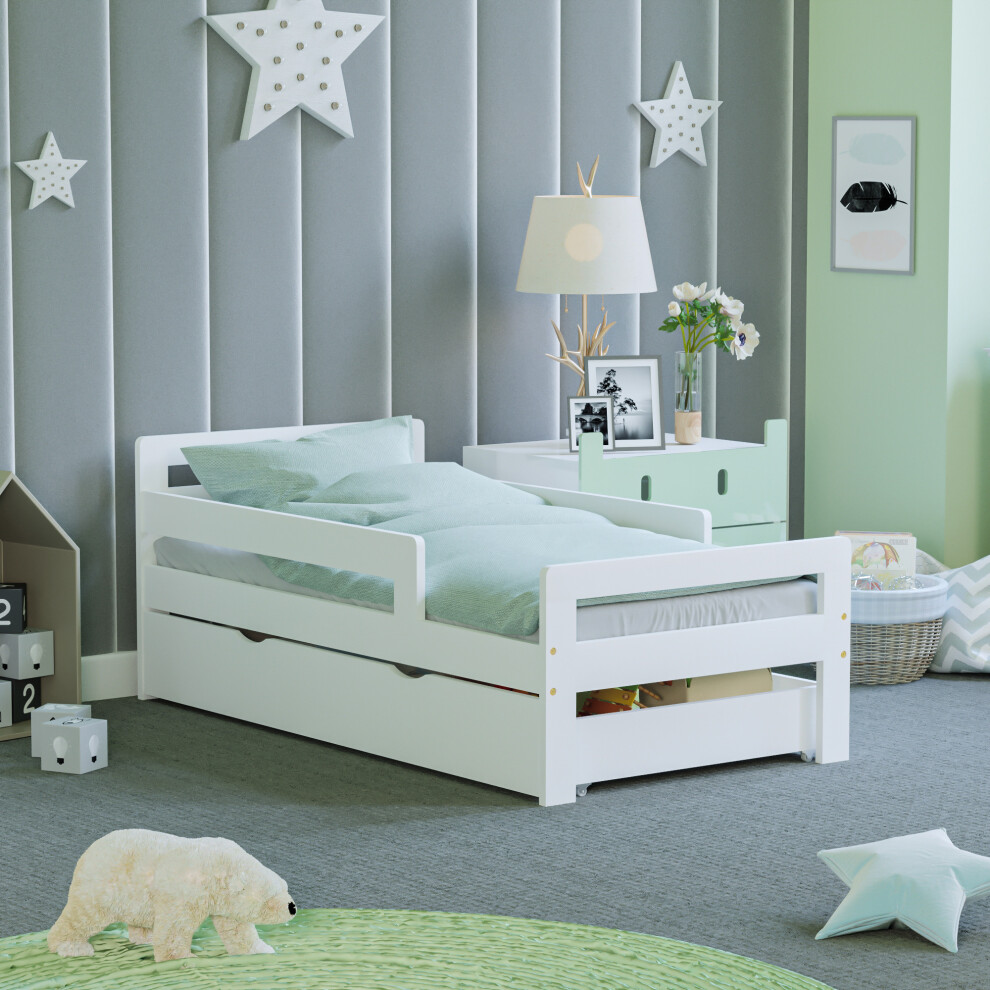 (White) Taurus Toddler Bed With Storage