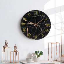 Black Marble Textured Roman Numeral Wall Clock