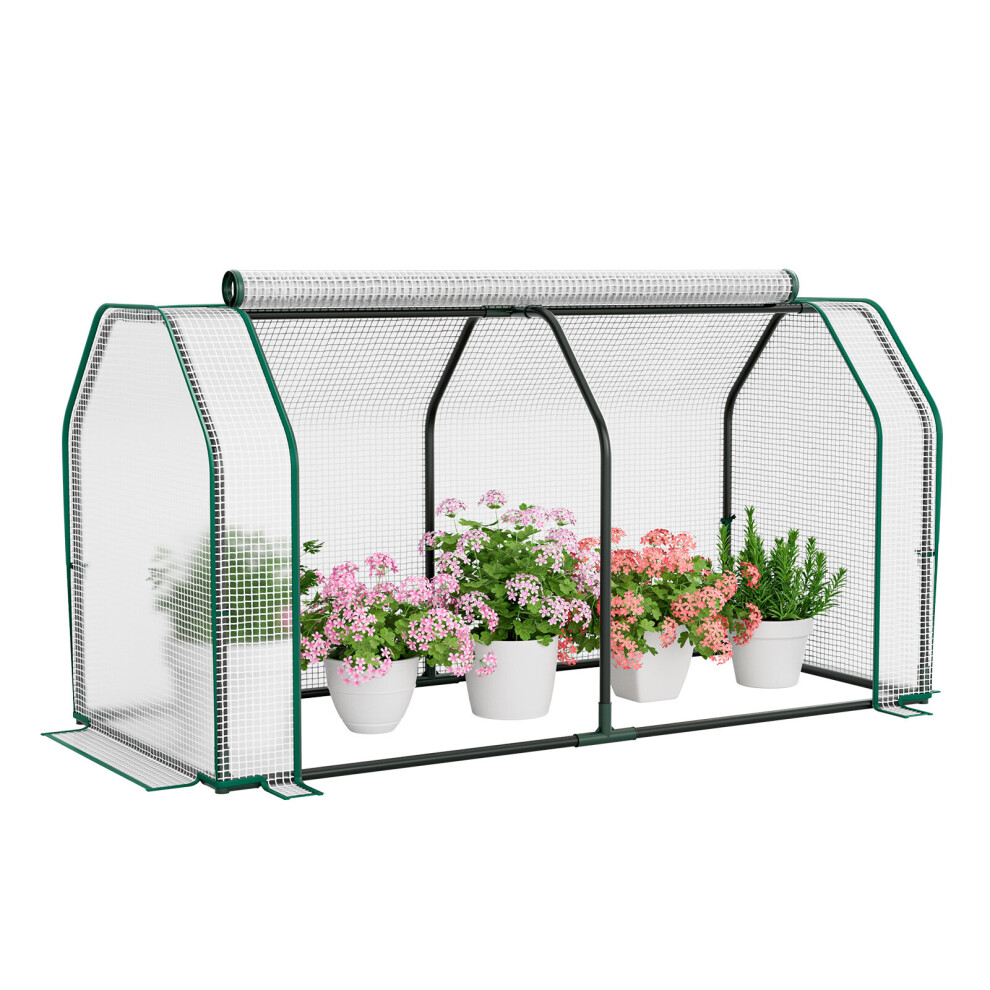 Portable Mini Greenhouse Plant Greenhouse Tent w/Roll-Up Zippered Door