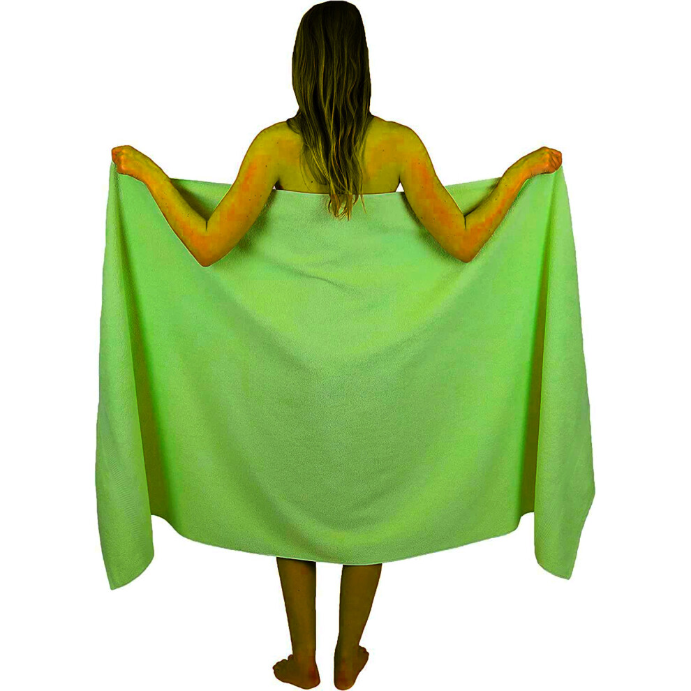 (Lime) Extra Large Bath Sheet 100 x 200 cm Super Jumbo Big Bath Sheets Towels Beach Body Wrap XL Bath Towels 600-GSM