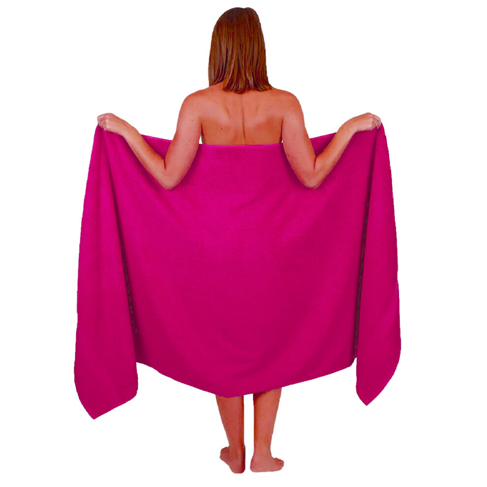 (Hot Pink) Extra Large Bath Sheet 100 x 200 cm Super Jumbo Big Bath Sheets Towels Beach Body Wrap XL Bath Towels 600-GSM